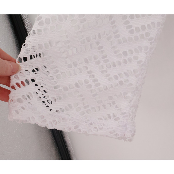 White Eyelet Swim Cover Womens Sheer Resort Beach Vacation Cruise Pool One Size - Picture 5 of 7